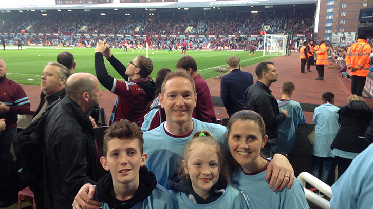 James, Emily, and their two children Sipadan and Emily at the final game at Boleyn Ground in 2016
