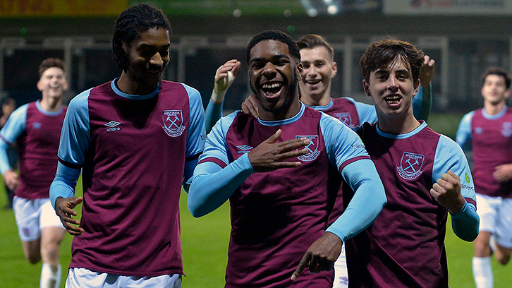 Jayden Fevrier celebrates with the U18s