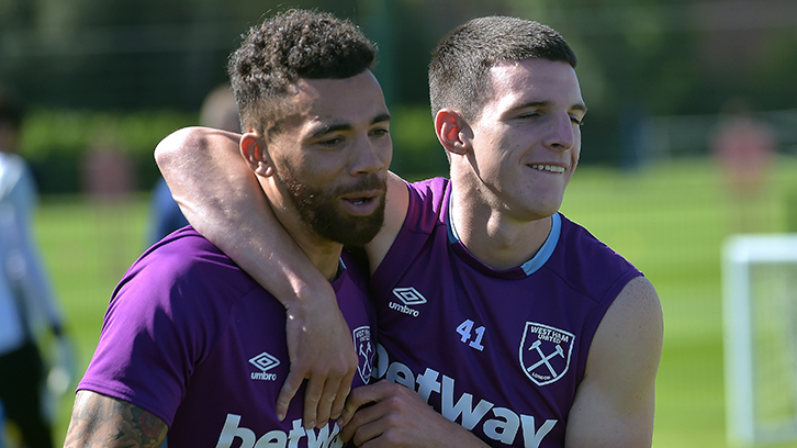 Ryan Fredericks and Declan Rice training