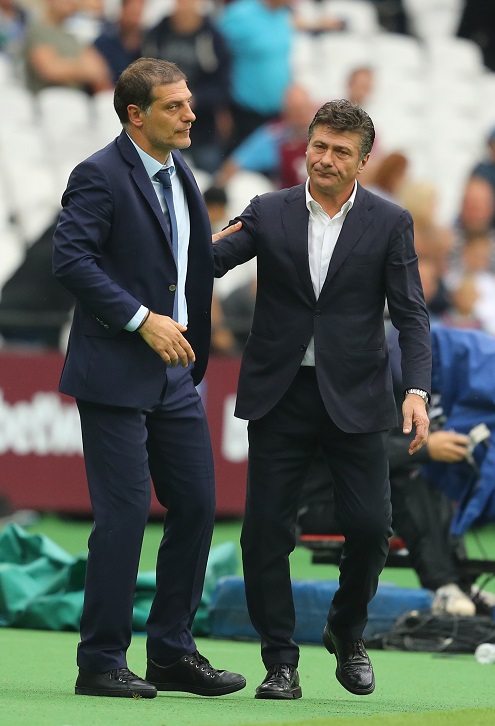 Slaven Bilic with Watford manager Walter Mazzarri