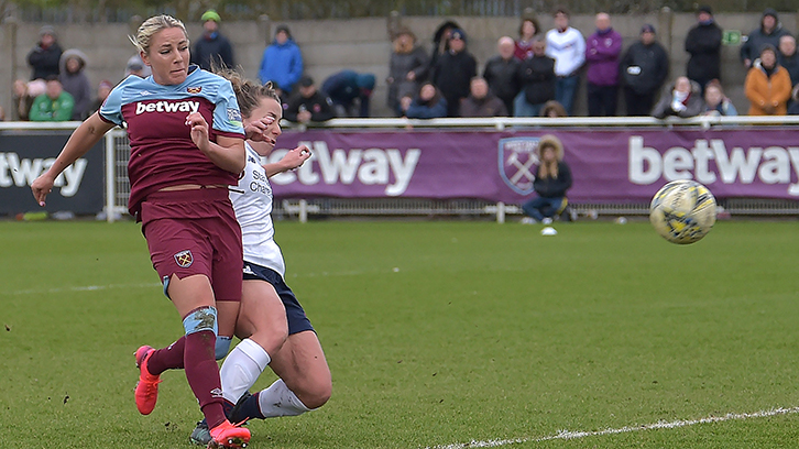 Adriana Leon scores her second against Liverpool