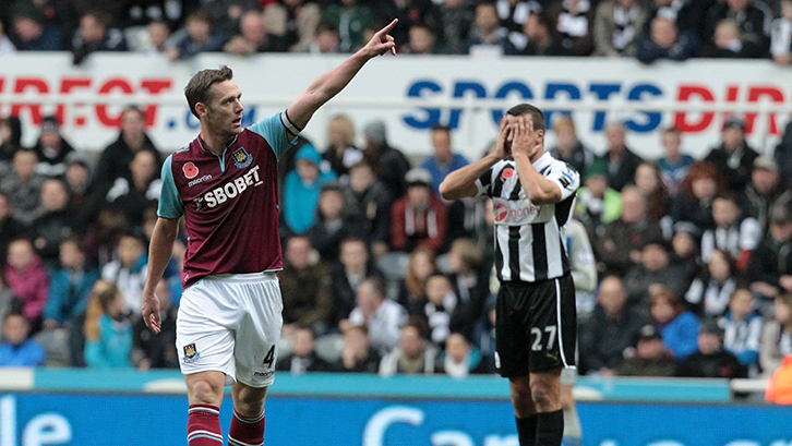 Kevin Nolan celebrates scoring for West Ham against Newcastle in November 2012