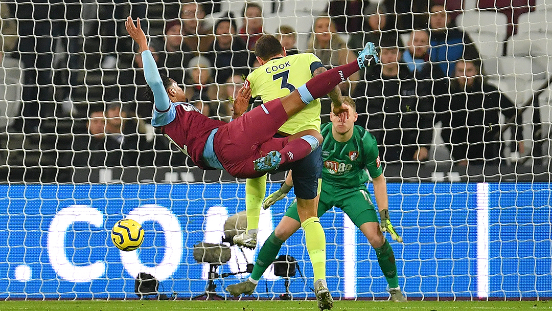 Sebastien Haller scores West Ham's second against Bournemouth