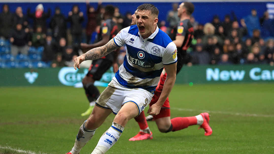 Jordan Hugill celebrates scoring for QPR