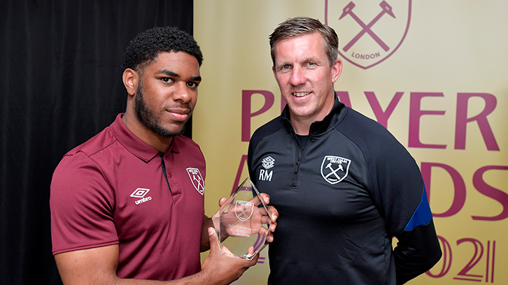 Jayden Fevrier with Academy Manager Ricky Martin