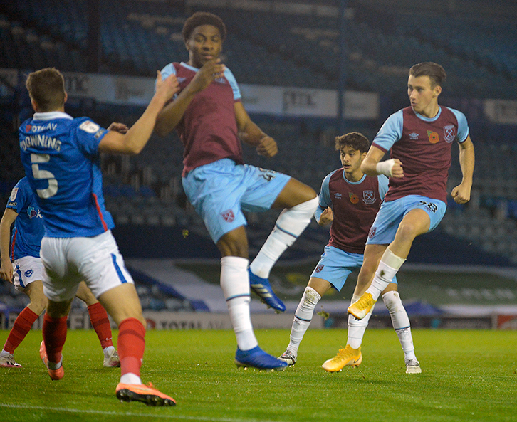 Kai Corbett sweeps the U21s ahead against Portsmouth