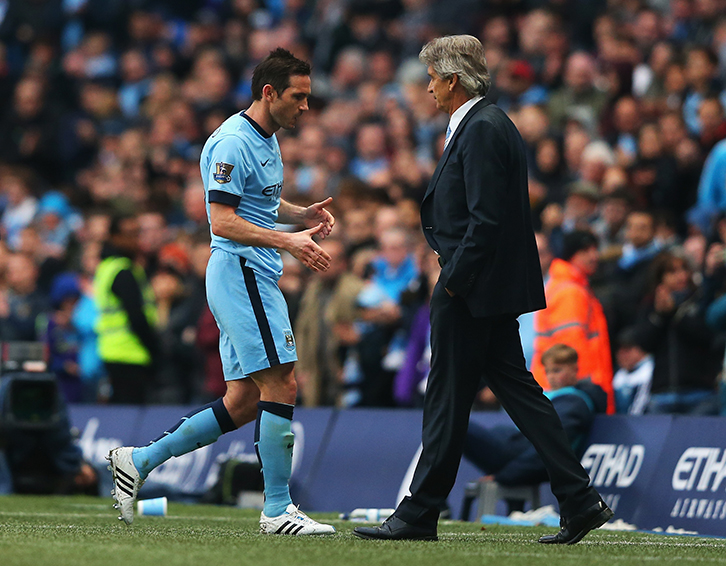 Frank Lampard and Manuel Pellegrini at Manchester City