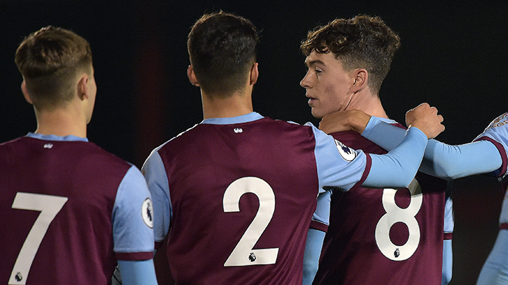 Alfie Lewis celebrates scoring for West Ham United U23s