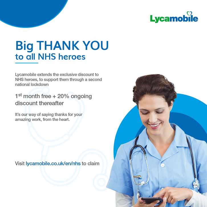 Club partner Lycamobile extends discount for NHS heroes
