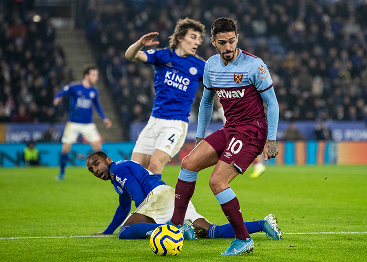 Manuel Lanzini in action against Leicester City