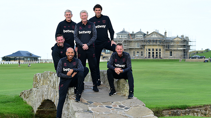 David Moyes with his backroom staff in St Andrews