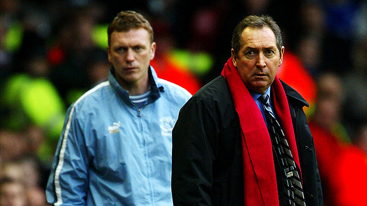 David Moyes as Everton manager and Gerard Houllier as Liverpool manager