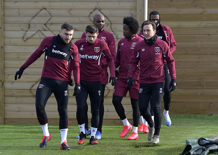 West Ham United players in training