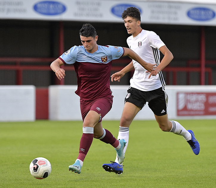 Joe Powell in action for West Ham United U23s