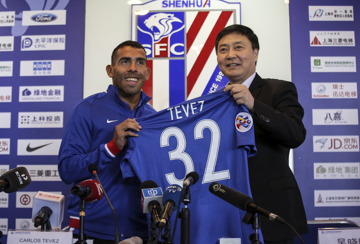 Carlos Tevez is unveiled by Shanghai Shenhua