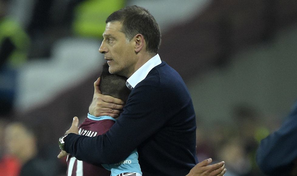 Slaven Bilic hugs Manuel Lanzini