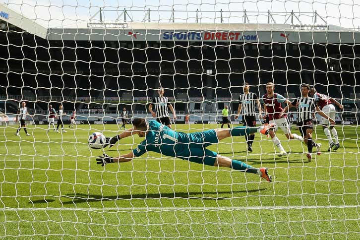 Issa Diop scores at St James' Park in April