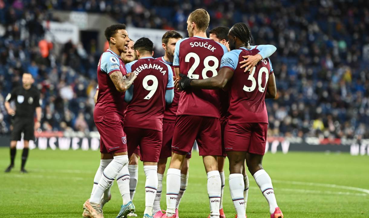 West Ham players celebrate at West Brom