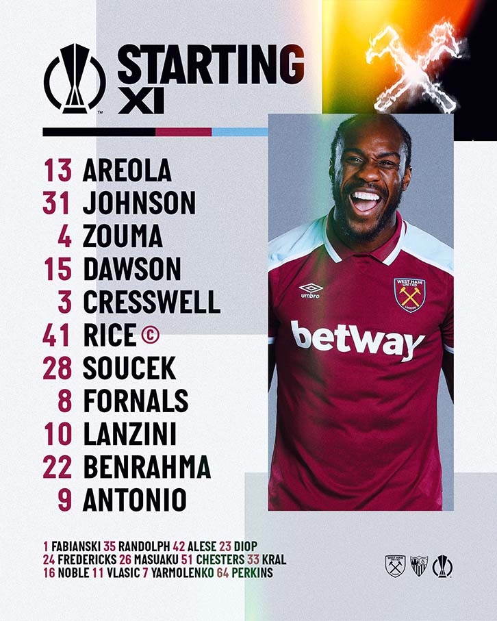 Team news: Antonio & Cresswell start against Sevilla | West Ham