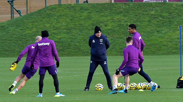 West Ham United manager David Moyes leads training