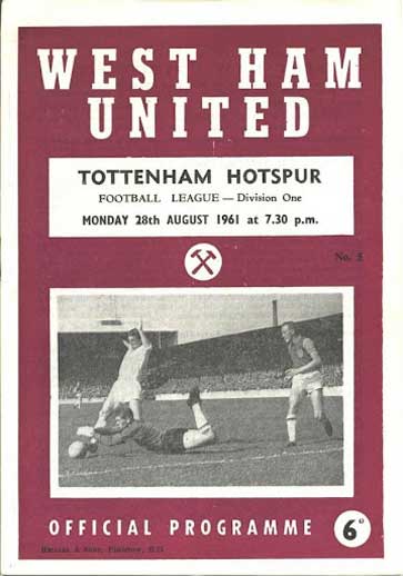 West Ham v Tottenham Programme from August 1961
