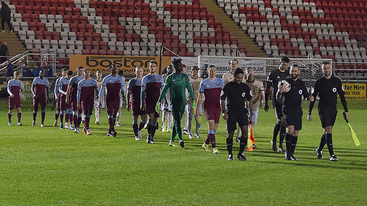 West Ham United U23s walk out against Manchester United U23s in January